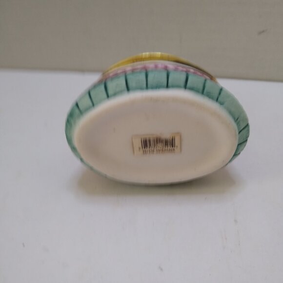 Ceramic Porcelain Trinket Jewelry Box Flower Egg shape Dome Lidded - Picture 5 of 5